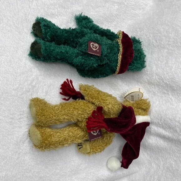 TY Attic Treasures - Laurel & Jangle Christmas Bears, Green, Plush, Santa Hat - Picture 6 of 6